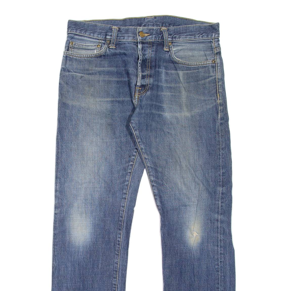 CARHARTT Workwear Mens Jeans Blue Regular Straight Stone Wash W33 L31