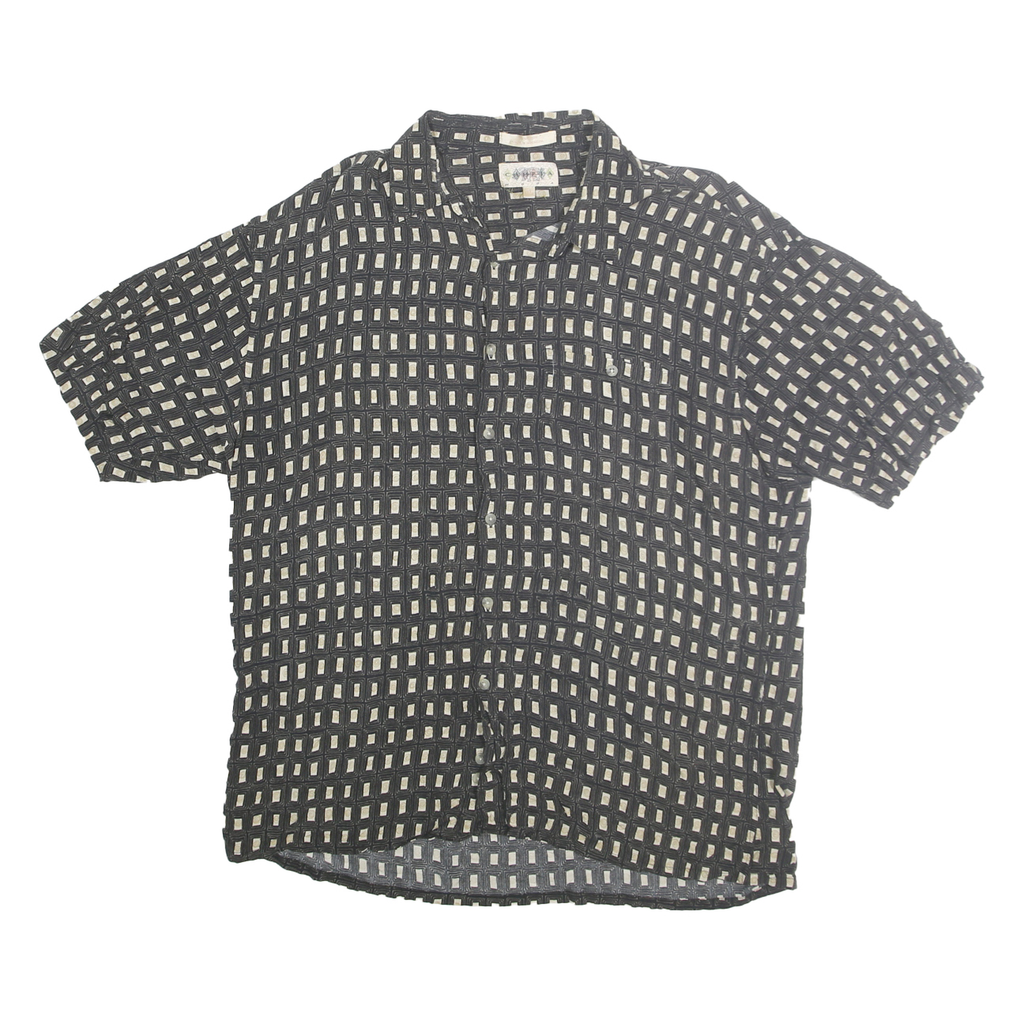 CAMPIA MODA Mens Black & Cream Patterned Summer Shirt XL Casual Fashion