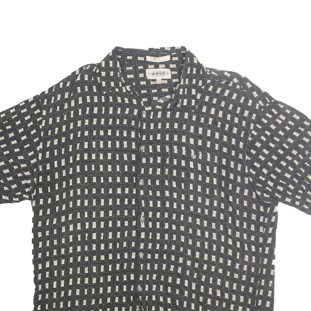 CAMPIA MODA Mens Black & Cream Patterned Summer Shirt XL Casual Fashion