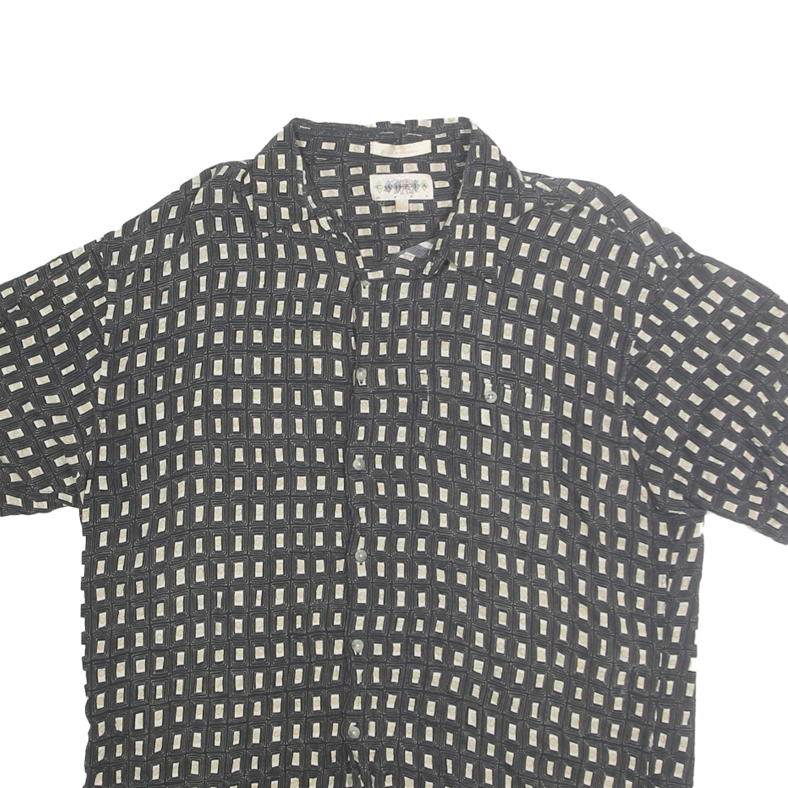 CAMPIA MODA Mens Black & Cream Patterned Summer Shirt XL Casual Fashion