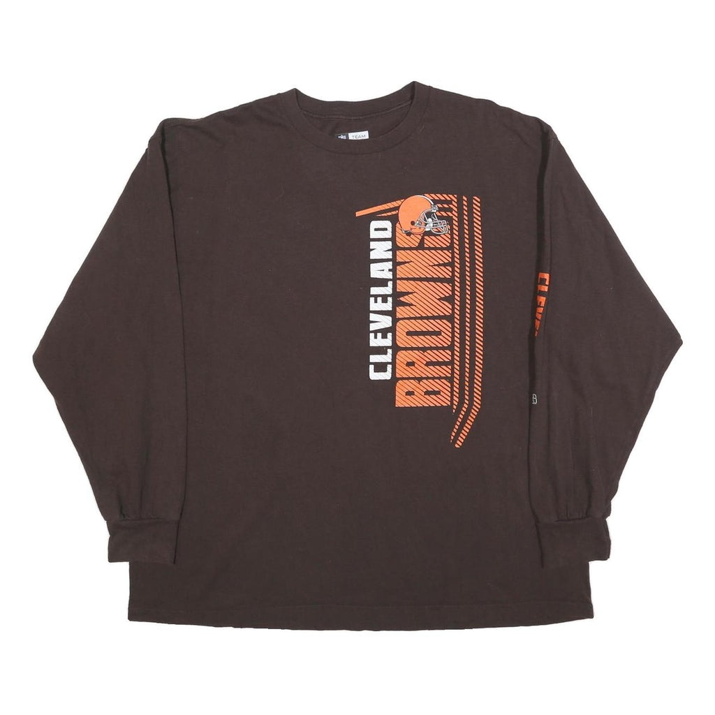 NFL Mens Brown & Orange Cleveland Browns Long Sleeve Crew Neck T-Shirt 2XL