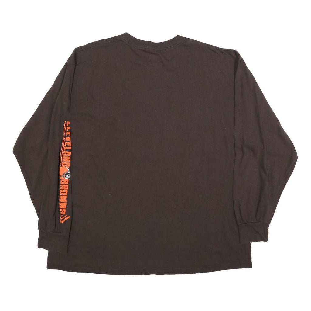 NFL Mens Brown & Orange Cleveland Browns Long Sleeve Crew Neck T-Shirt 2XL