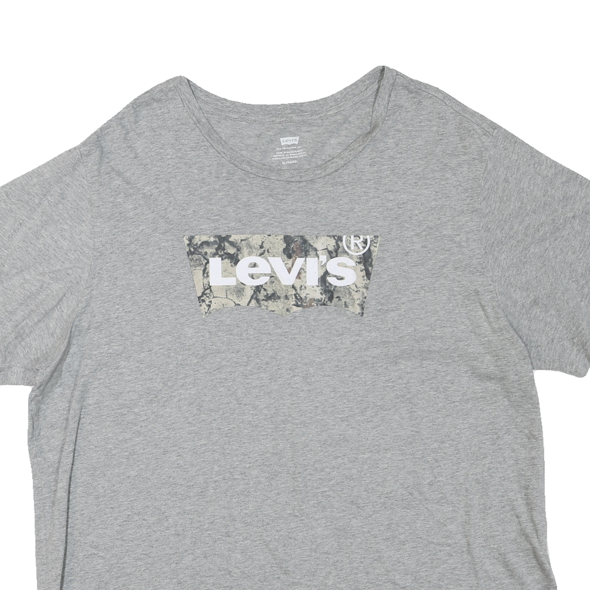 LEVI'S Mens Grey Cotton Blend Graphic T-Shirt XL Short Sleeve Round Neck Casual