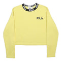 FILA Womens Yellow Crop Crew Neck S Logo Neck Sports Casual Sweatshirt