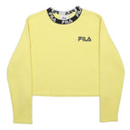 FILA Womens Yellow Crop Crew Neck S Logo Neck Sports Casual Sweatshirt
