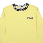 FILA Womens Yellow Crop Crew Neck S Logo Neck Sports Casual Sweatshirt