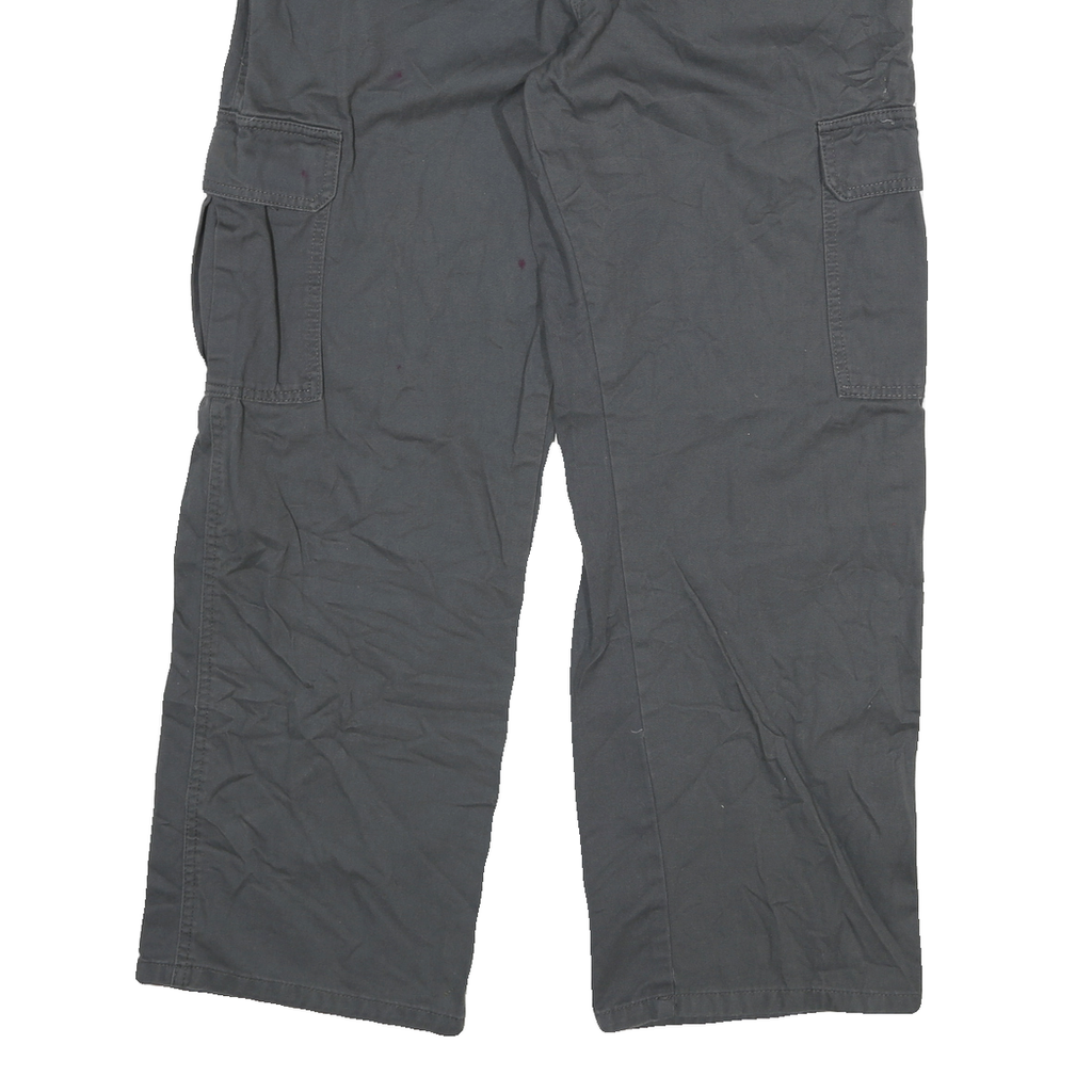 DICKIES Mens Relaxed Black Cargo Trousers W32 L30 Workwear Durable Zip Closure