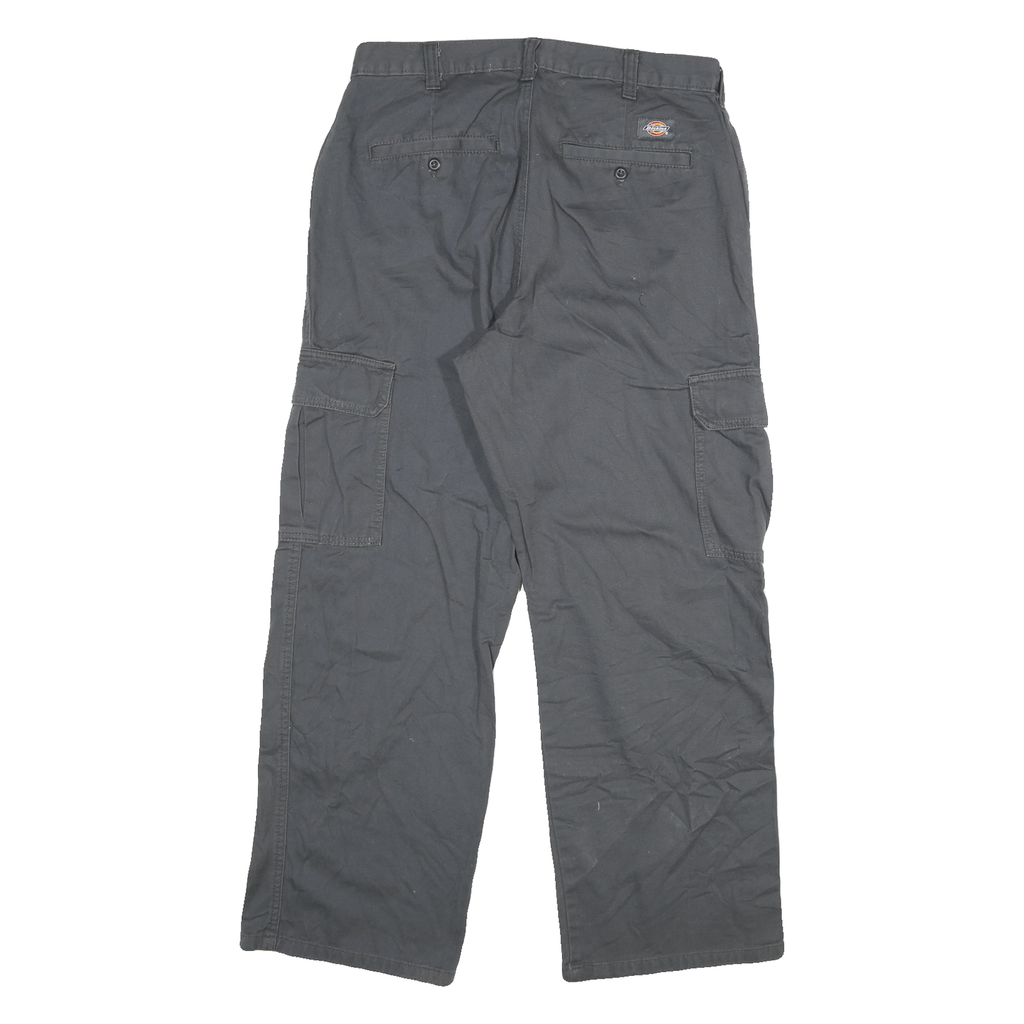 DICKIES Mens Relaxed Black Cargo Trousers W32 L30 Workwear Durable Zip Closure
