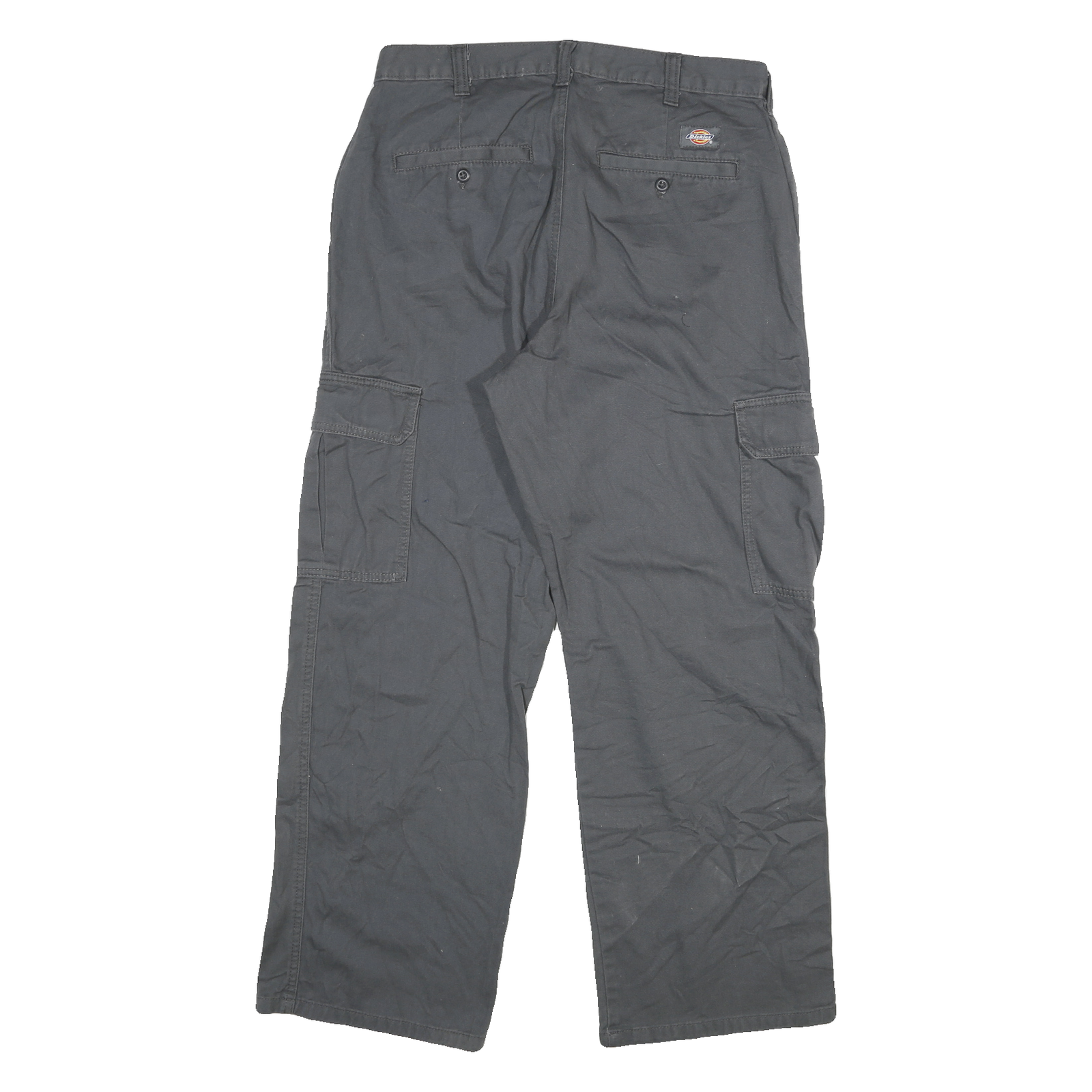 DICKIES Mens Relaxed Black Cargo Trousers W32 L30 Workwear Durable Zip Closure