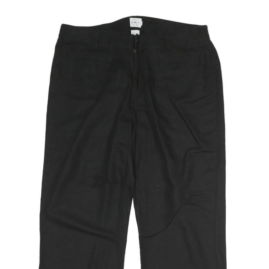 CALVIN KLEIN Womens Cotton Blend Black Regular Straight Trousers W32 L27 Smart