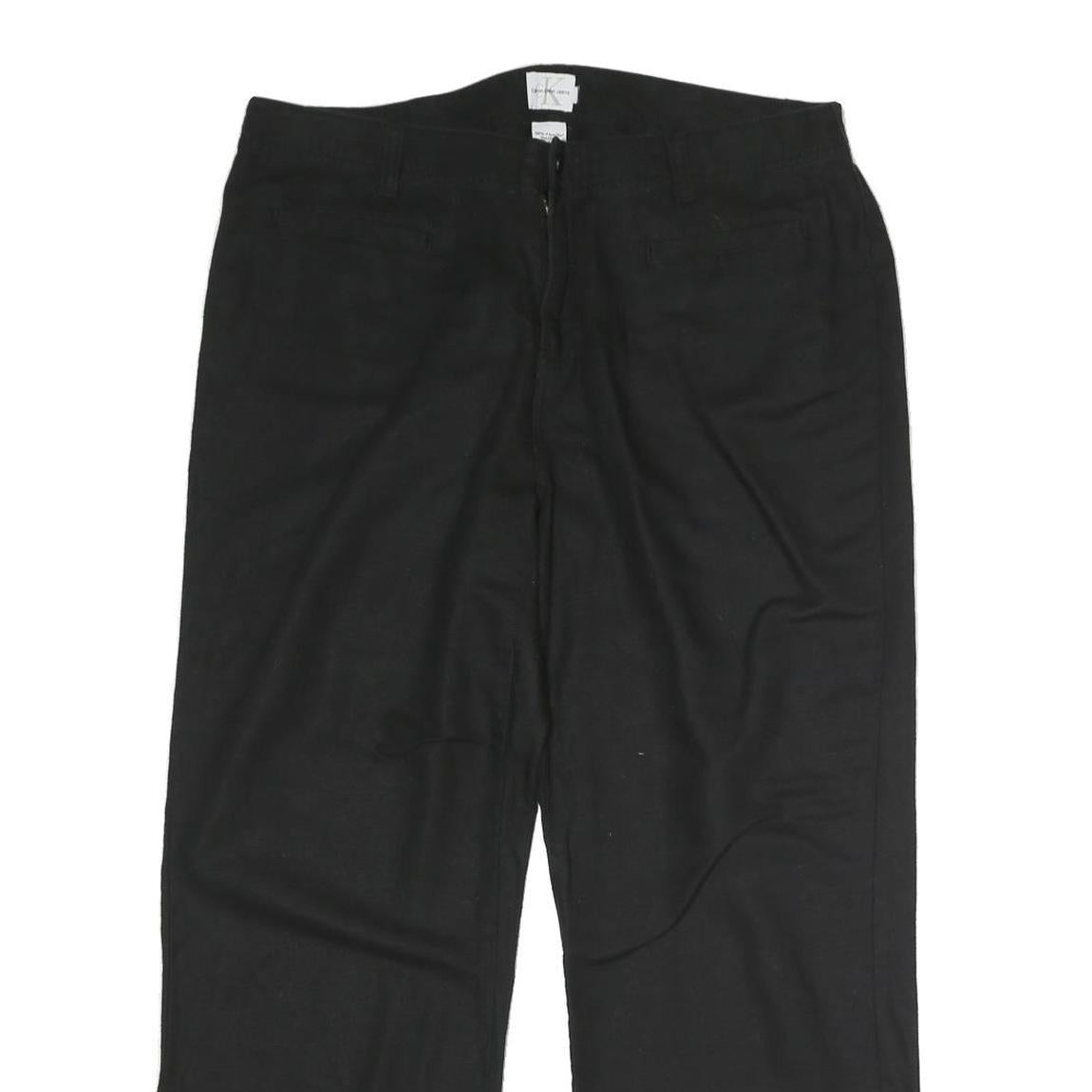 CALVIN KLEIN Womens Cotton Blend Black Regular Straight Trousers W32 L27 Smart
