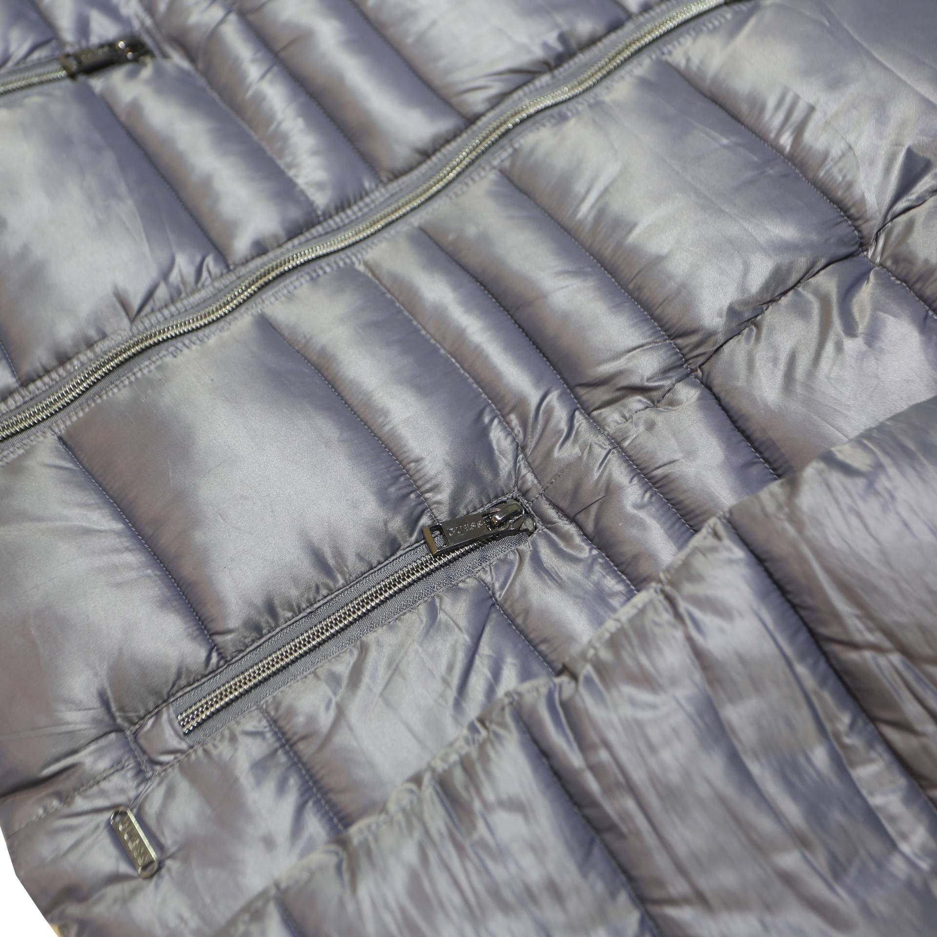 GUESS Womens Grey Puffer Jacket M Polyester Blend Zip Plain Casual Outerwear