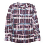 JAEGER Womens Plum Blue Pink Checked Long Sleeve Round Neck Shirt M Elegant