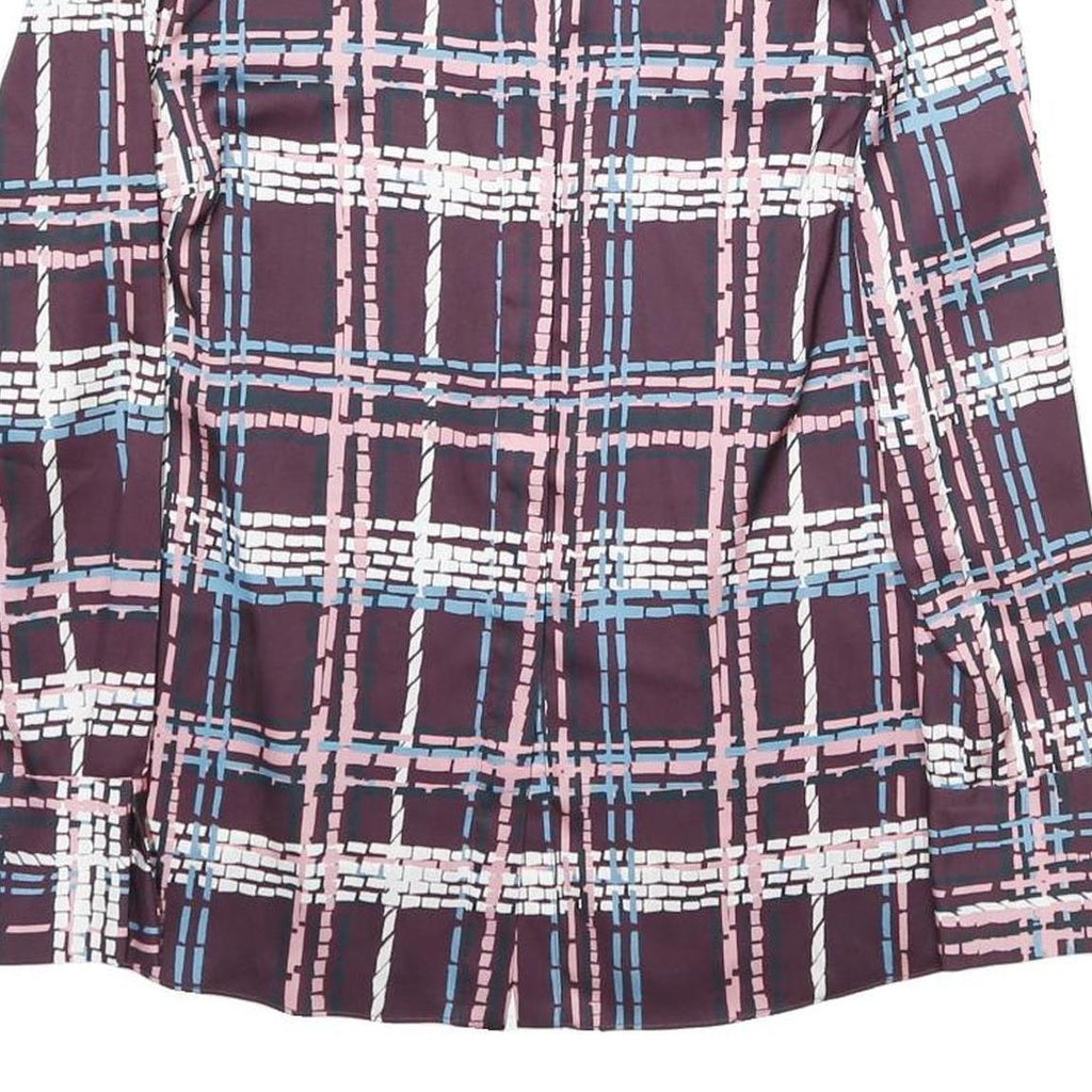 JAEGER Womens Plum Blue Pink Checked Long Sleeve Round Neck Shirt M Elegant