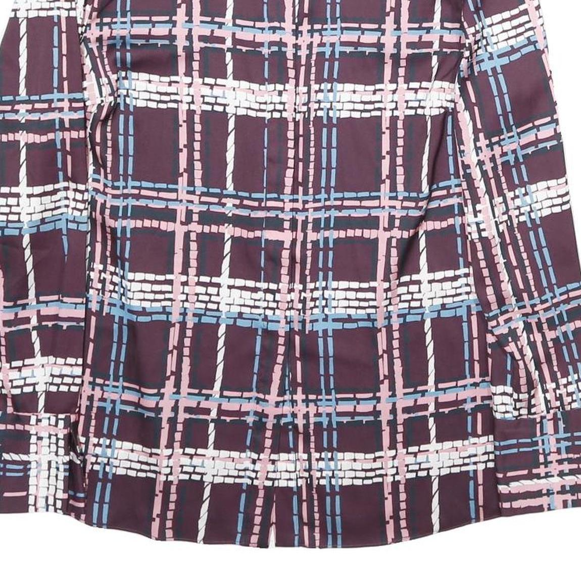 JAEGER Womens Plum Blue Pink Checked Long Sleeve Round Neck Shirt M Elegant