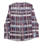 JAEGER Womens Plum Blue Pink Checked Long Sleeve Round Neck Shirt M Elegant