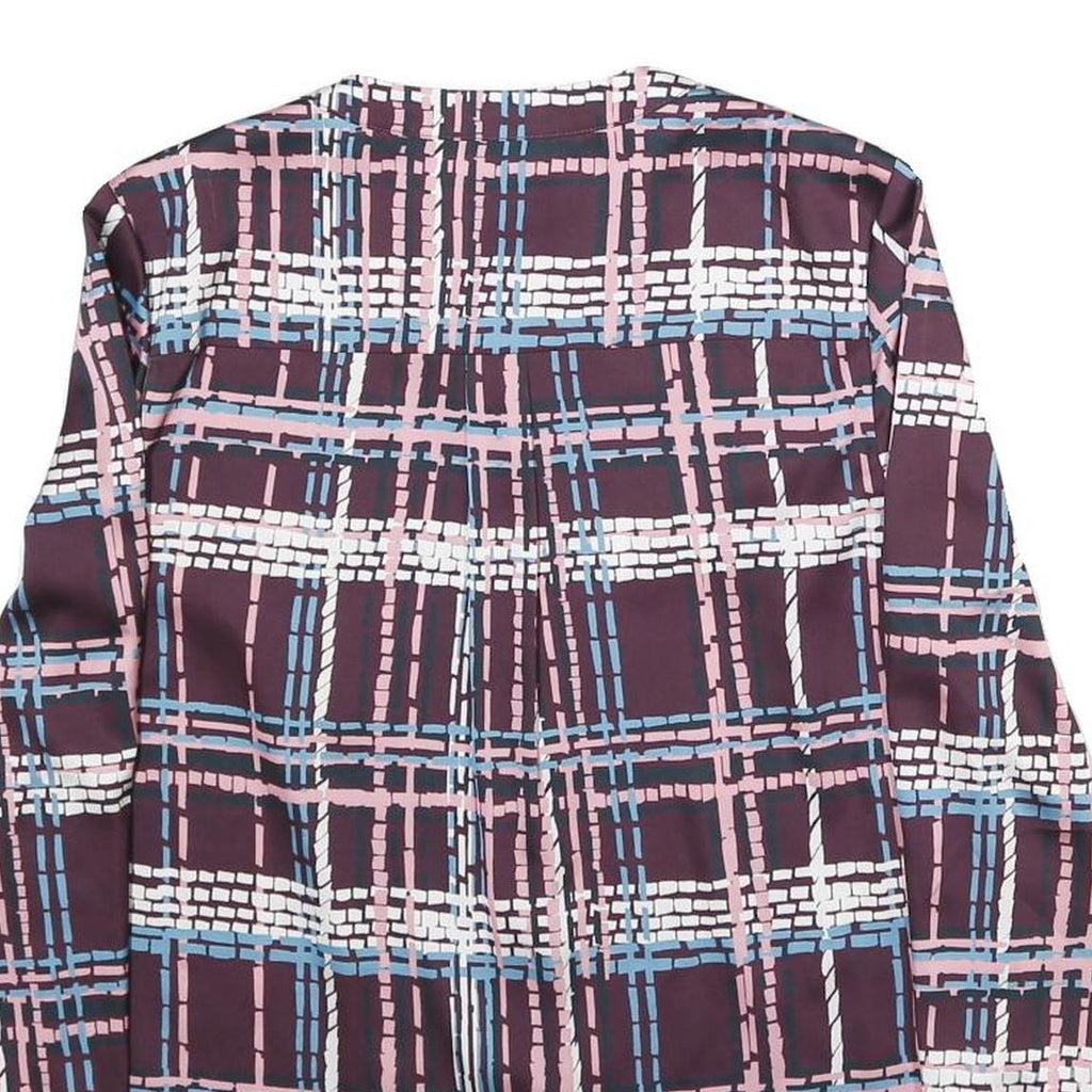 JAEGER Womens Plum Blue Pink Checked Long Sleeve Round Neck Shirt M Elegant