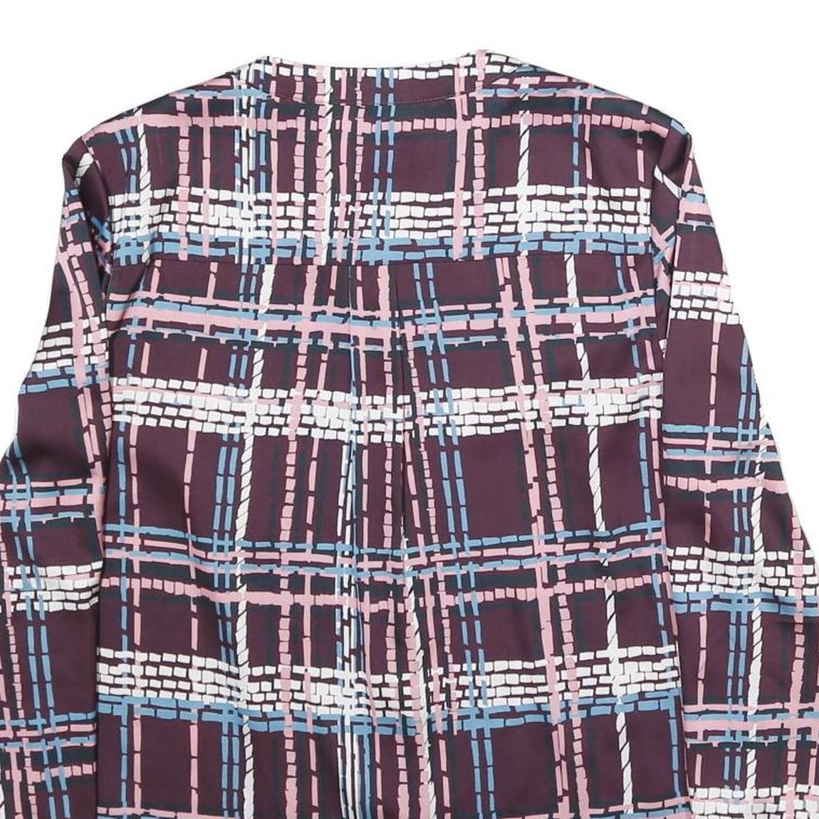 JAEGER Womens Plum Blue Pink Checked Long Sleeve Round Neck Shirt M Elegant