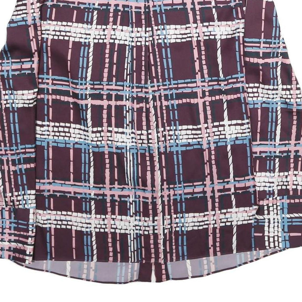 JAEGER Womens Plum Blue Pink Checked Long Sleeve Round Neck Shirt M Elegant