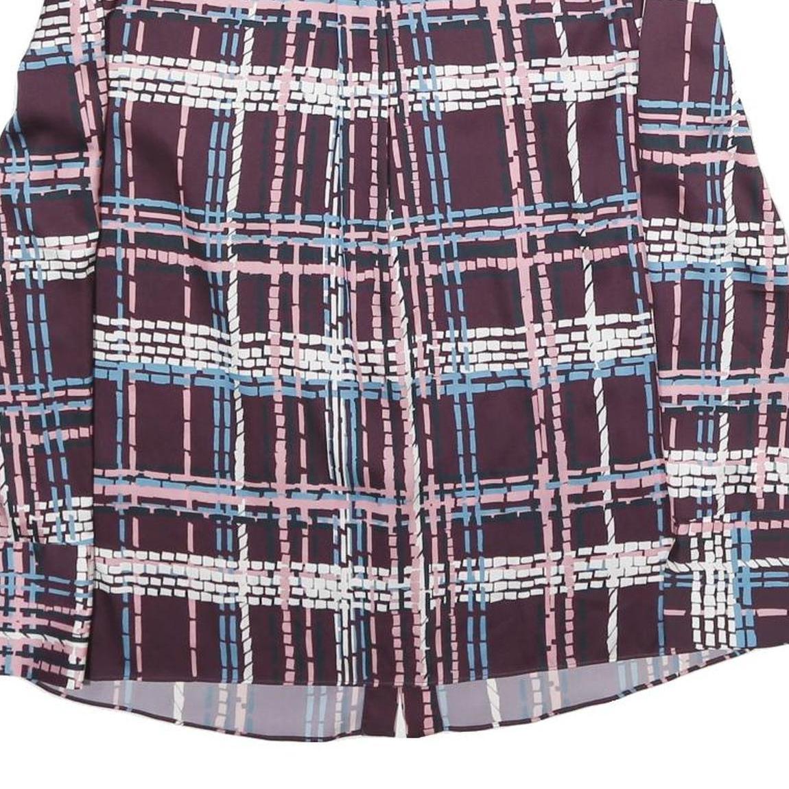 JAEGER Womens Plum Blue Pink Checked Long Sleeve Round Neck Shirt M Elegant