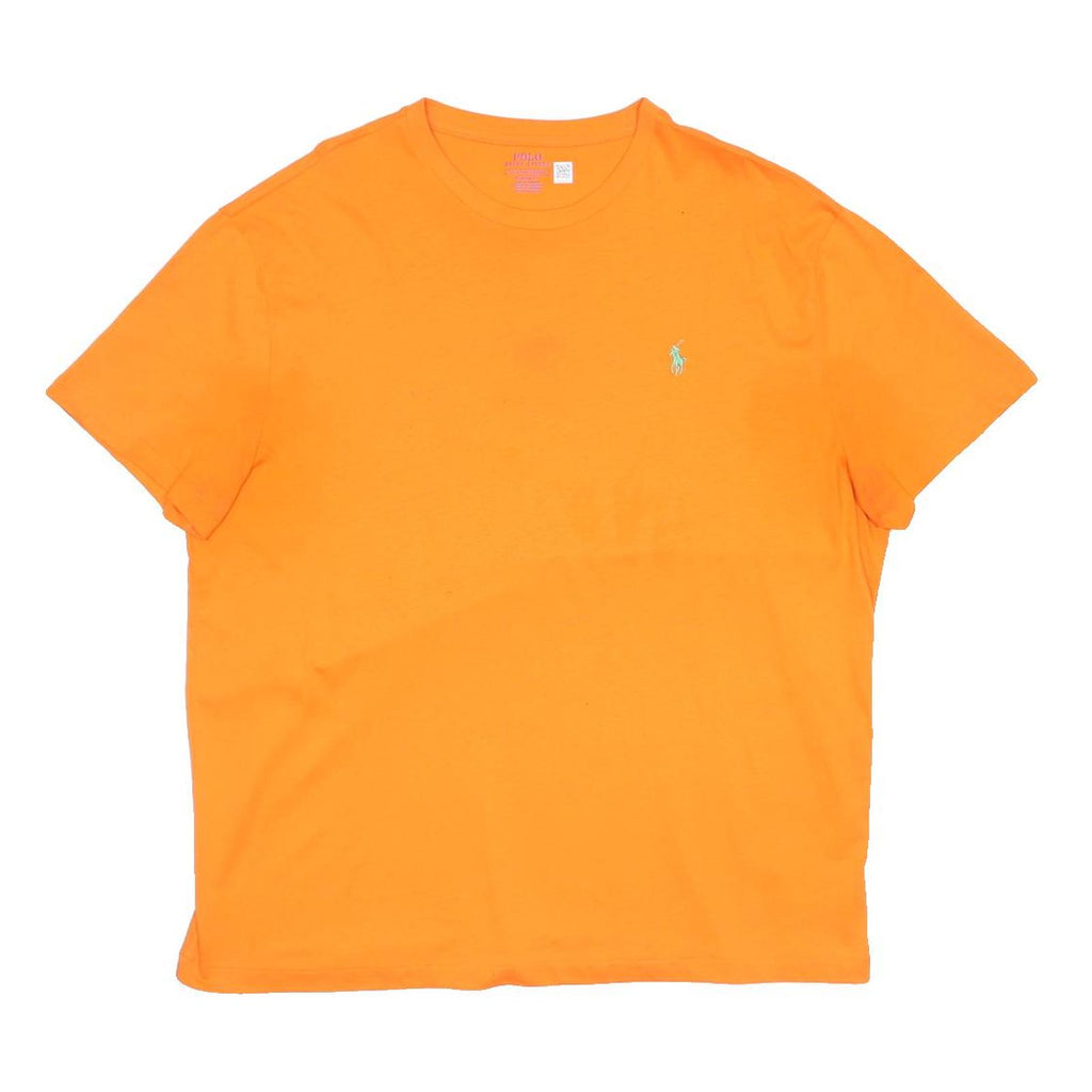 POLO RALPH LAUREN Mens Orange Cotton Blend Classic T-Shirt XL Crew Neck Short