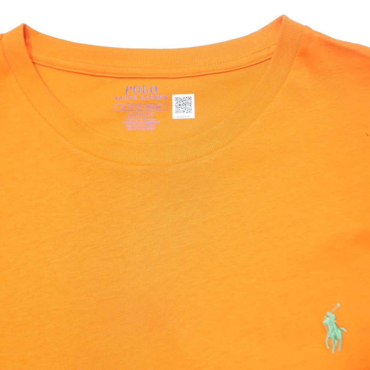 POLO RALPH LAUREN Mens Orange Cotton Blend Classic T-Shirt XL Crew Neck Short