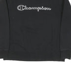 CHAMPION Mens Black Cotton Blend Crew Neck Sweatshirt L Classic Logo Pullover
