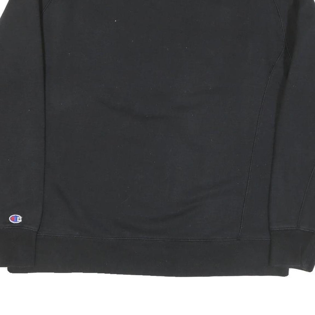 CHAMPION Mens Black Cotton Blend Crew Neck Sweatshirt L Classic Logo Pullover