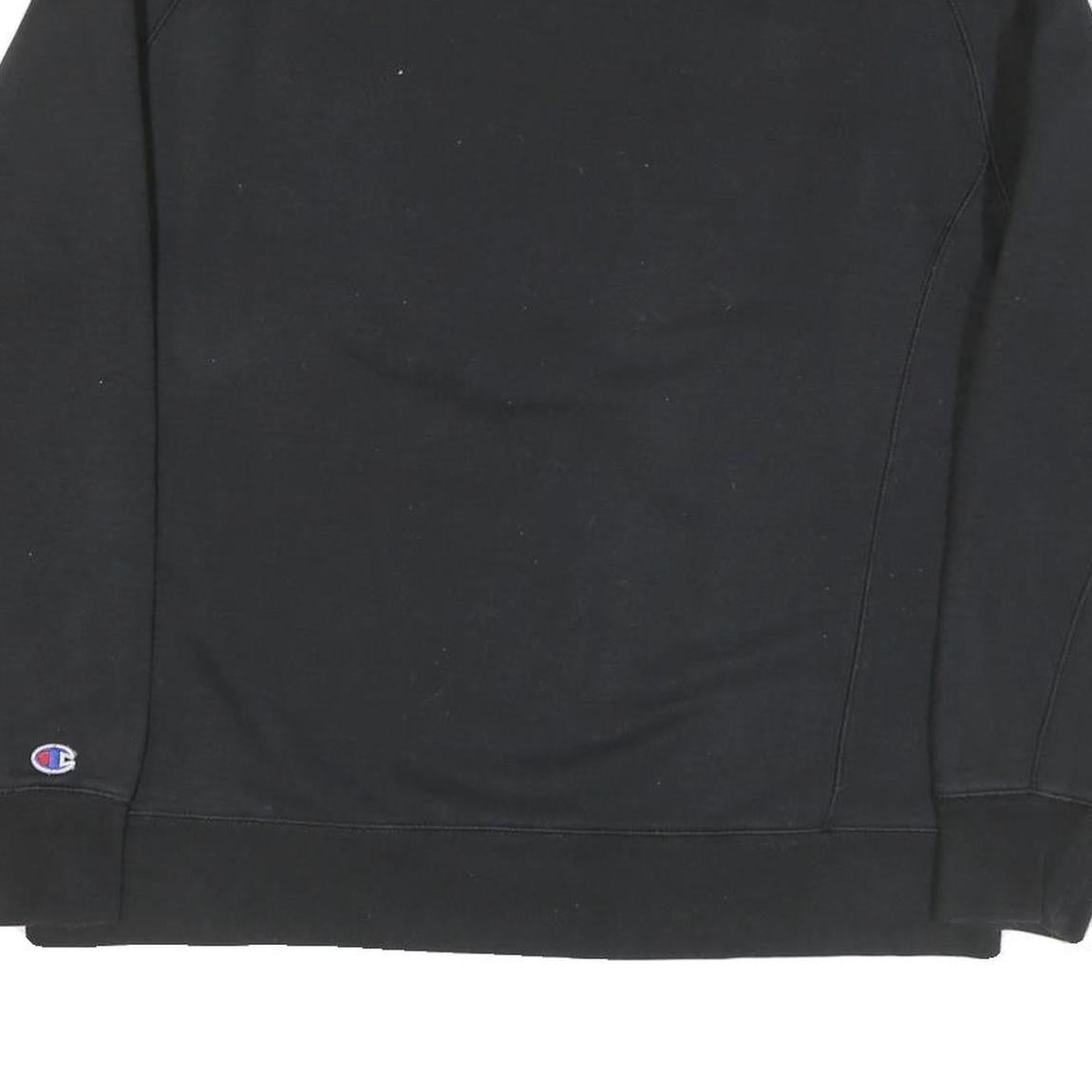 CHAMPION Mens Black Cotton Blend Crew Neck Sweatshirt L Classic Logo Pullover
