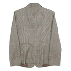 Womens Brown Grey Wool Blend Checked Button Jacket L Woven Classic Tailored