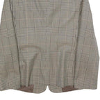 Womens Brown Grey Wool Blend Checked Button Jacket L Woven Classic Tailored