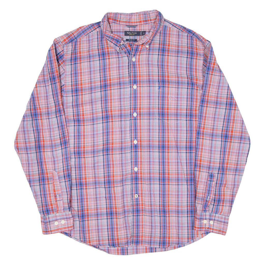 NAUTICA Slim Fit Mens Shirt Red Check Long Sleeve XL