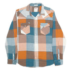 LEVI'S Mens Blue & Orange Check Cotton Shirt L Casual Button Pocket
