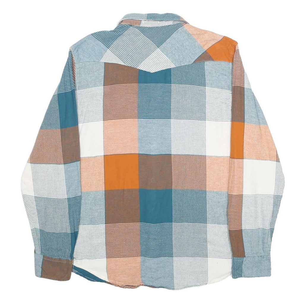LEVI'S Mens Blue & Orange Check Cotton Shirt L Casual Button Pocket