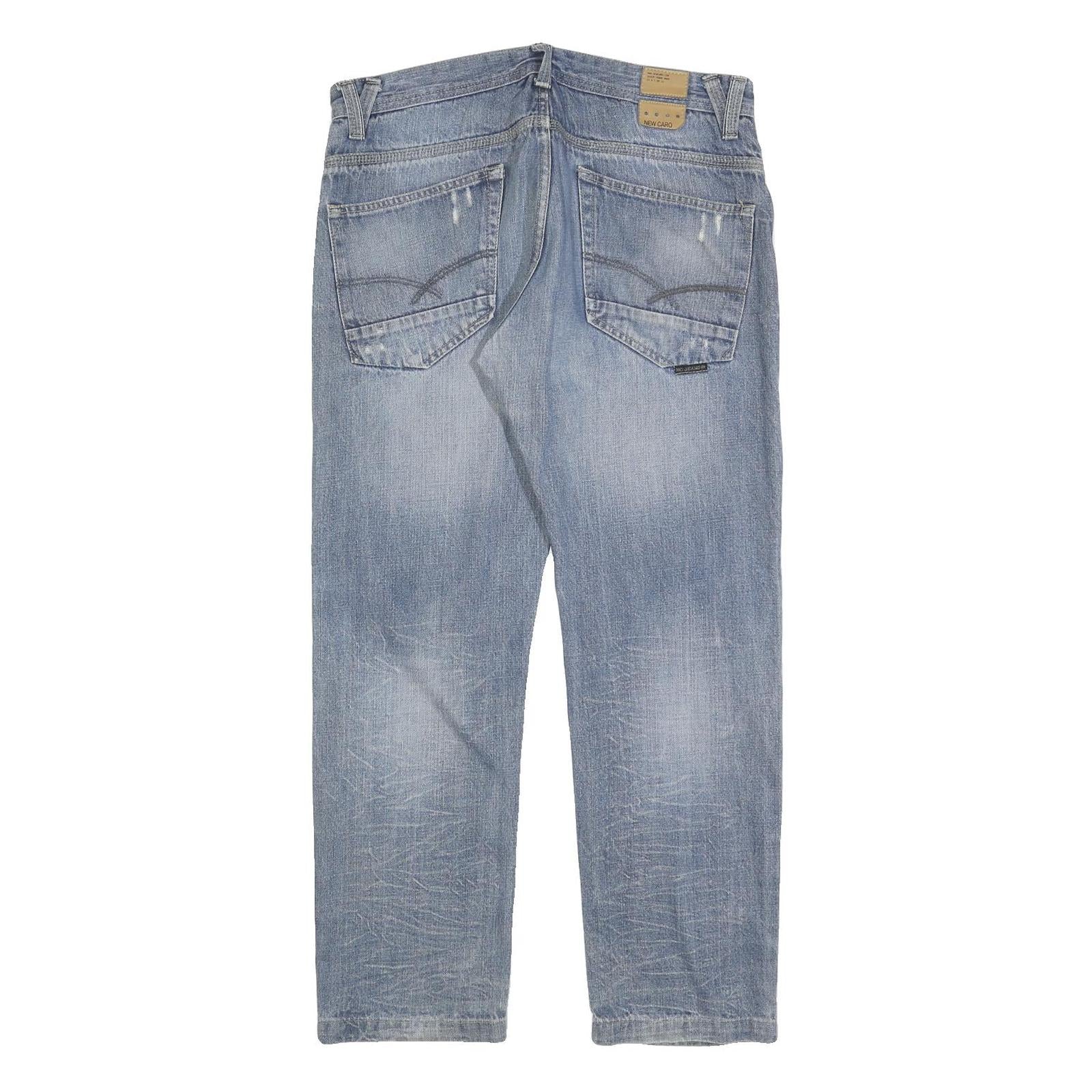 NEW CARGO Mens Cotton Blue Regular Straight Denim W34 L30 Button Closure Jeans