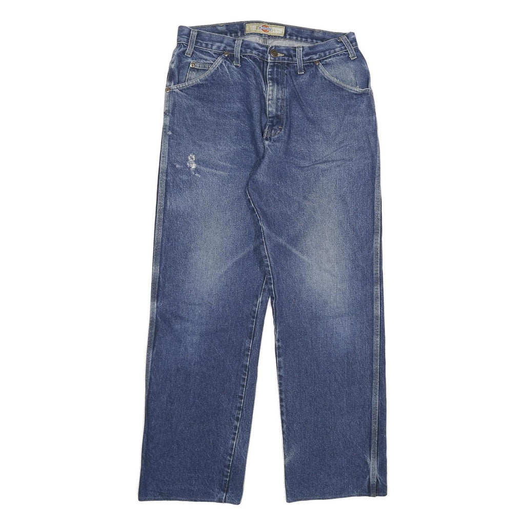 DICKIES Mens Jeans Blue Regular Straight Denim Medium W30 L31 Durable Cotton