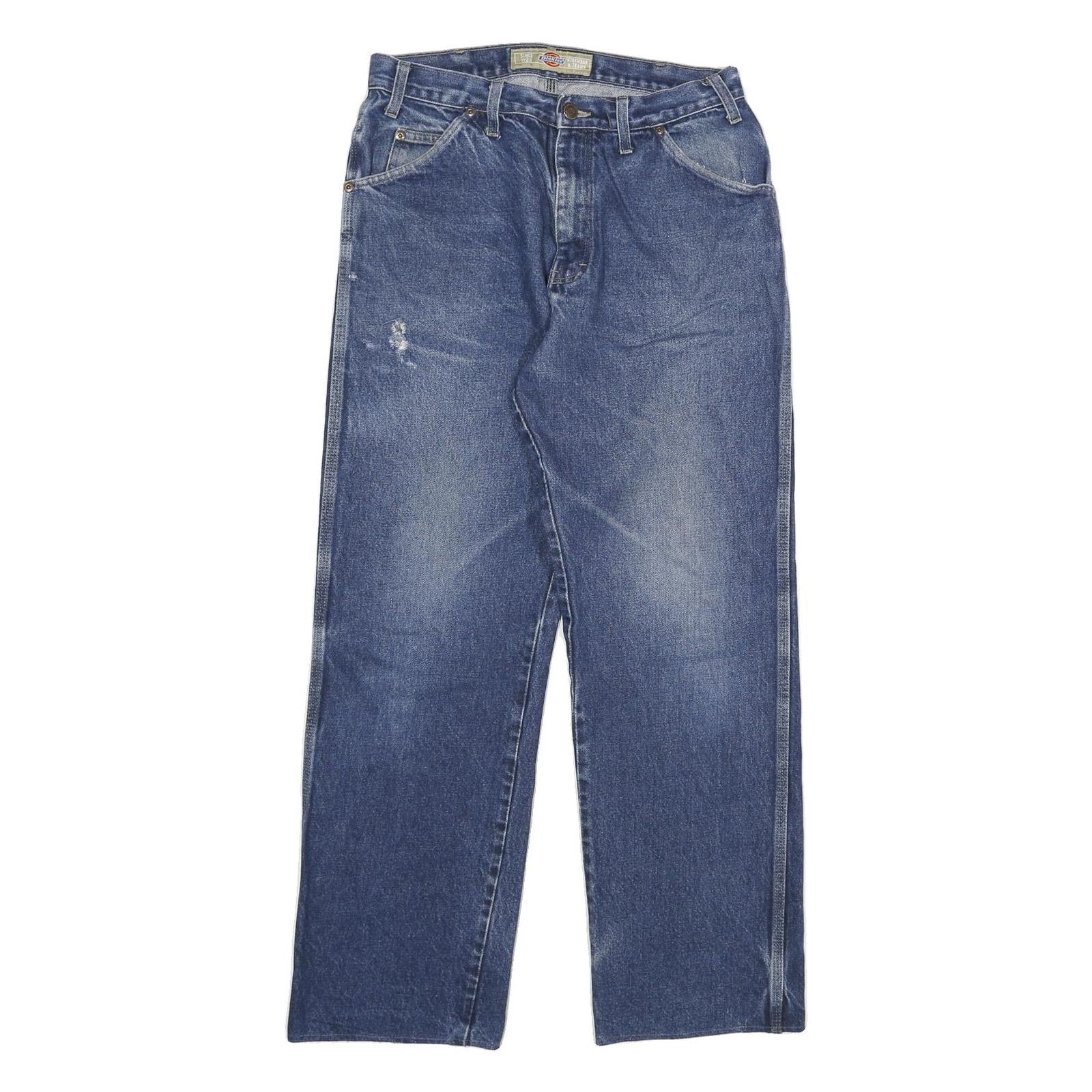 DICKIES Mens Jeans Blue Regular Straight Denim Medium W30 L31 Durable Cotton