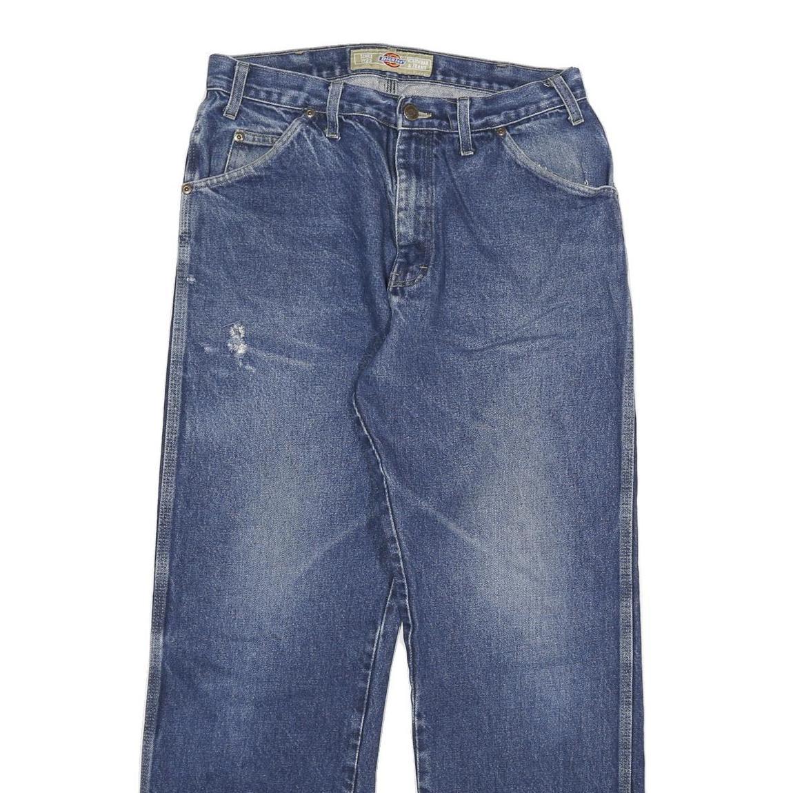 DICKIES Mens Jeans Blue Regular Straight Denim Medium W30 L31 Durable Cotton