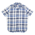 LEVI'S Mens Blue & White Check Short Sleeve Shirt M Casual Summer Linen Blend