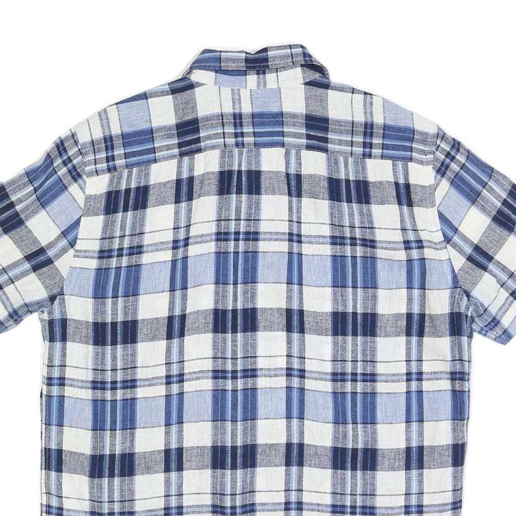 LEVI'S Mens Blue & White Check Short Sleeve Shirt M Casual Summer Linen Blend
