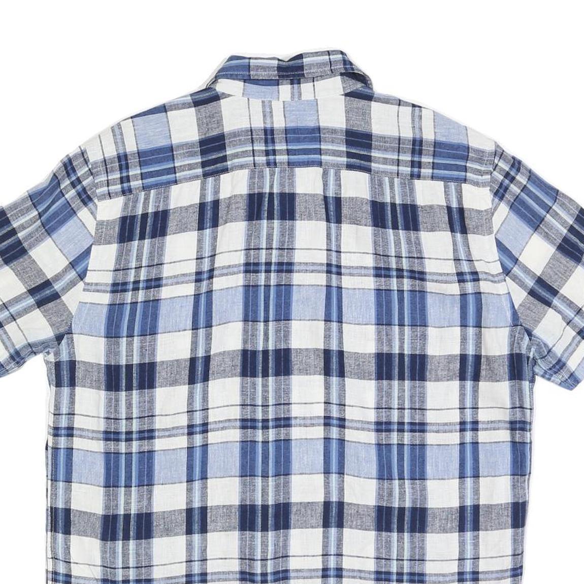 LEVI'S Mens Blue & White Check Short Sleeve Shirt M Casual Summer Linen Blend