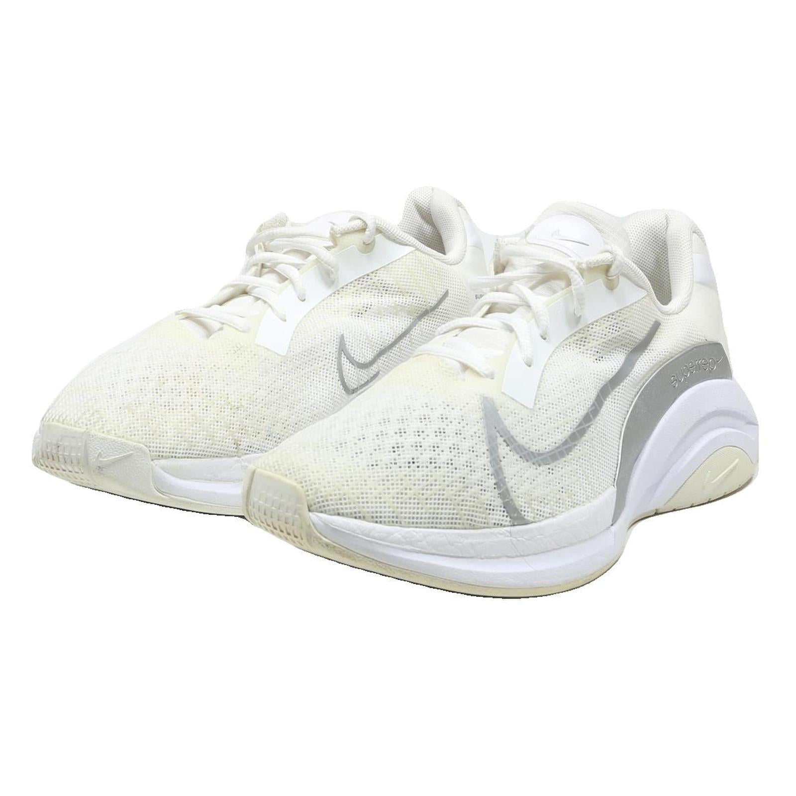 NIKE SuperRep Womens Performance Trainers Lace-Up Synthetic UK 7.5 White Silver