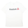 REEBOK Mens White Classic Logo T-Shirt M Short Sleeve Crew Neck Cotton Blend