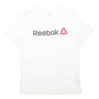 REEBOK Mens White Classic Logo T-Shirt M Short Sleeve Crew Neck Cotton Blend