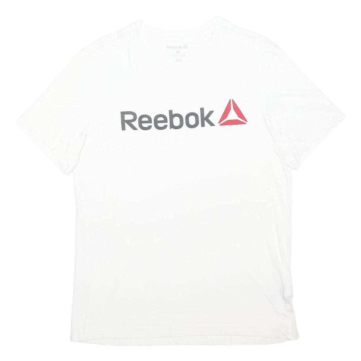 REEBOK Mens White Classic Logo T-Shirt M Short Sleeve Crew Neck Cotton Blend