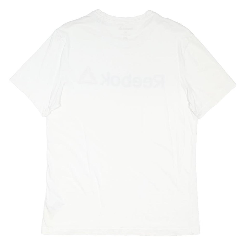 REEBOK Mens White Classic Logo T-Shirt M Short Sleeve Crew Neck Cotton Blend
