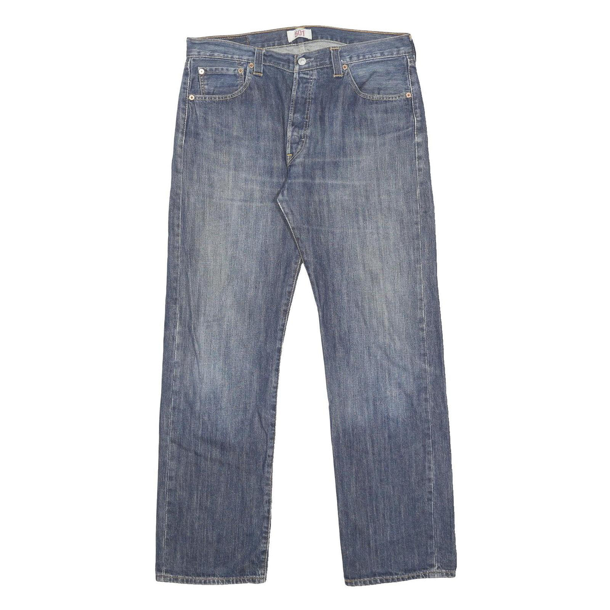 LEVI'S 501 Mens Jeans Blue Regular Straight Denim Medium W36 L32 Classic Fit