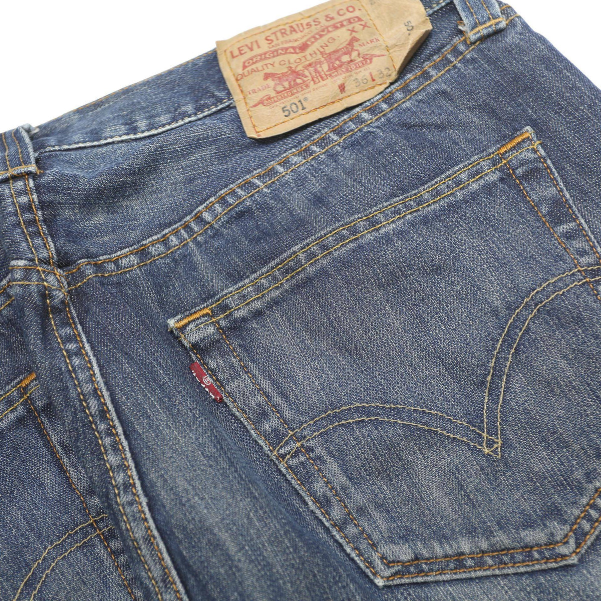 LEVI'S 501 Mens Jeans Blue Regular Straight Denim Medium W36 L32 Classic Fit