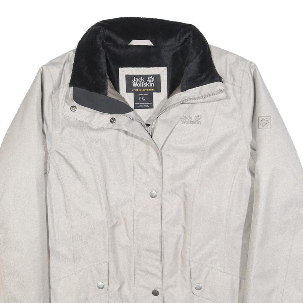 JACK WOLFSKIN Womens White Jacket L Polyester Blend Zip Outdoor Warm Winter