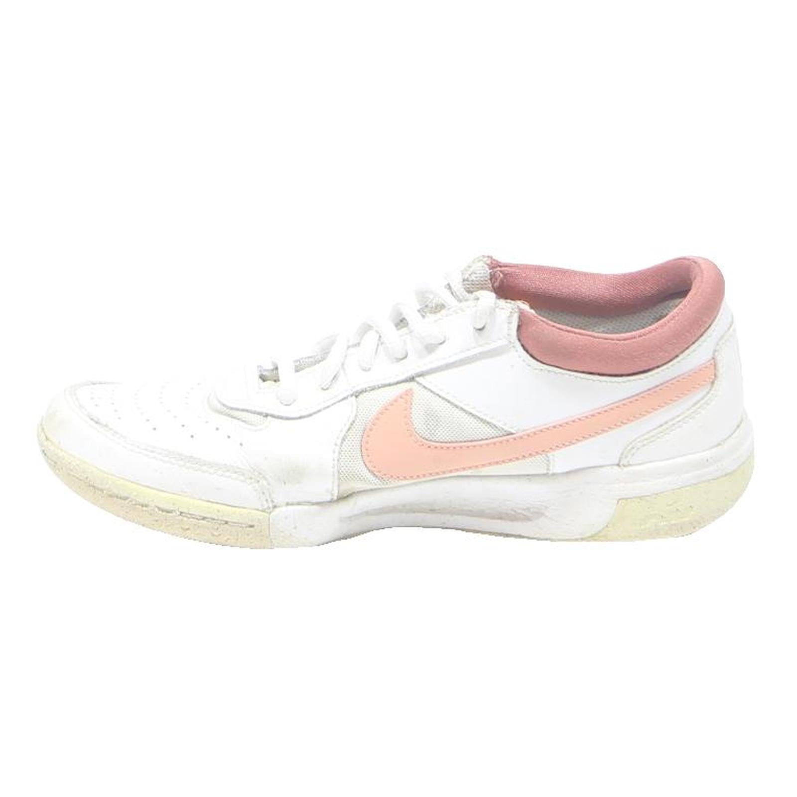 NIKE Womens Court Leather Trainers White & Pastel Pink UK 6 Casual Sports Retro